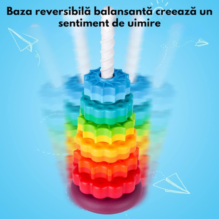 Jucărie bebeluși – Spirală pentru stivuire cu 6 inele colorate, din plastic rezistent și sigur [3]