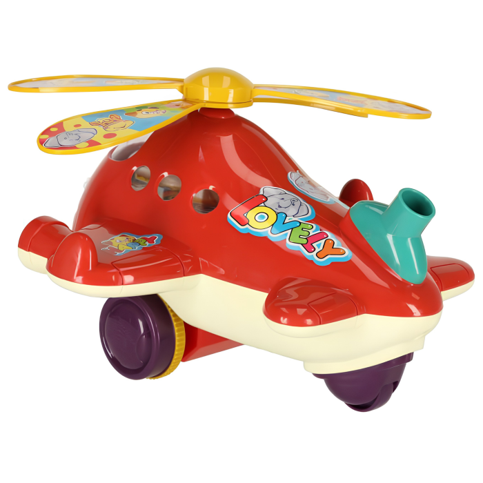 Jucarie de impins pentru copii VarioShop®, elicopter cu elice rotative si clopotel, cu maner reglabil si detasabil, 3+ ani, 20x17x14 cm [9]