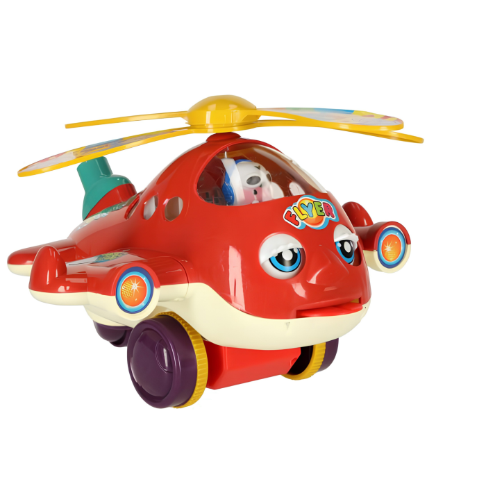 Jucarie de impins pentru copii VarioShop®, elicopter cu elice rotative si clopotel, cu maner reglabil si detasabil, 3+ ani, 20x17x14 cm [7]