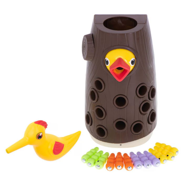 Jucarie educativa magnetica cu ciocanitoare si viermi VarioShop®, joc Montessori pentru dezvoltarea motricitatii si coordonarii, joc interactiv copii 3 ani+ [6]
