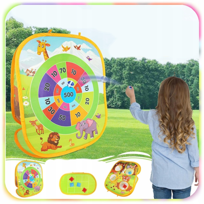 Joc interactiv 3 in 1, joc de indemanare, aruncare cu saculete si minge, 59x48,5x31,5cm, pentru copii [3]