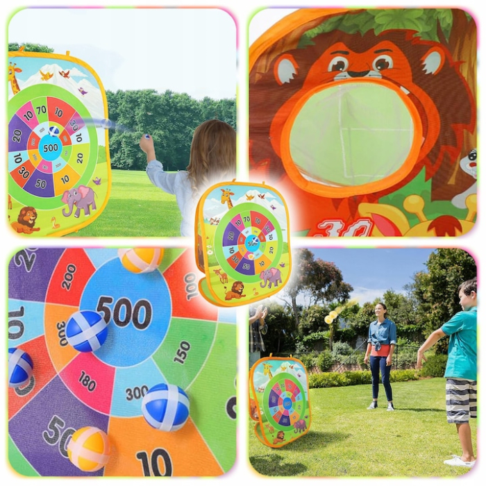 Joc interactiv 3 in 1, joc de indemanare, aruncare cu saculete si minge, 59x48,5x31,5cm, pentru copii [5]