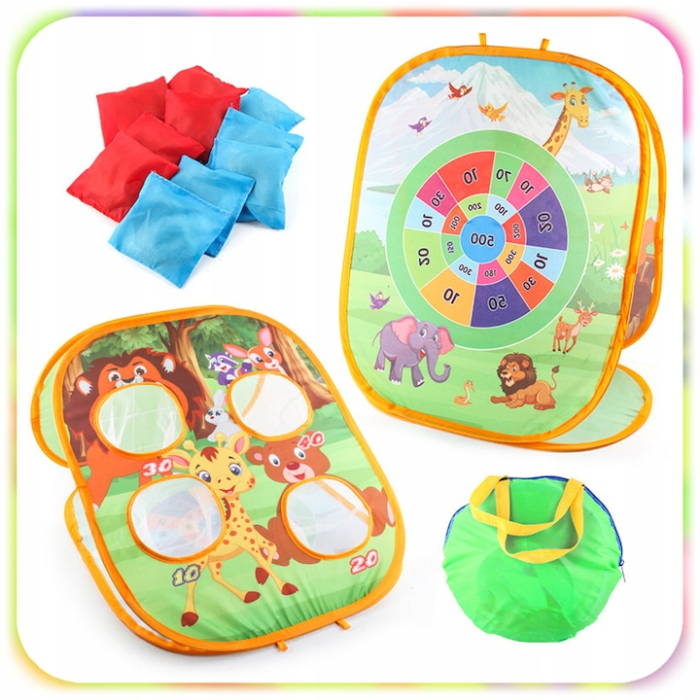 Joc interactiv 3 in 1, joc de indemanare, aruncare cu saculete si minge, 59x48,5x31,5cm, pentru copii [4]