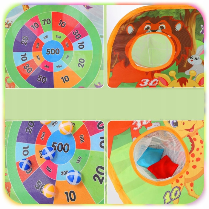 Joc interactiv 3 in 1, joc de indemanare, aruncare cu saculete si minge, 59x48,5x31,5cm, pentru copii [2]