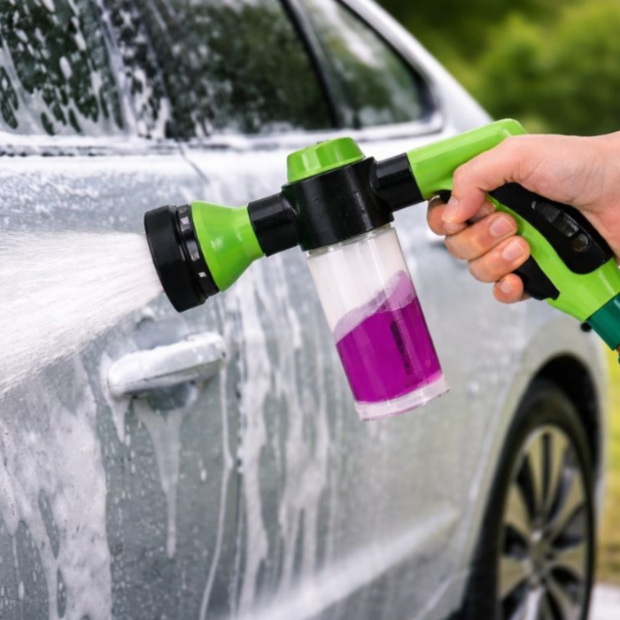 Kit curatare auto VarioShop®, 21 piese pentru detailing interior si exterior, pistol cu rezervor detergent, perii, bureti, lavete microfibra, geanta depozitare [2]