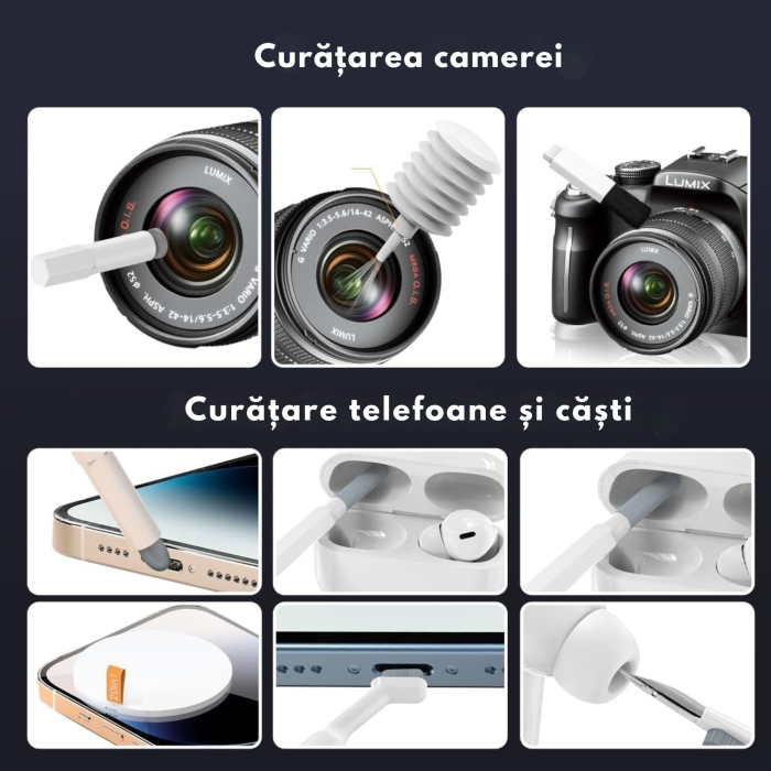 Kit curatare electronice 20 in 1 VarioShop®, set profesional pentru laptop, tastatura, casti, telefon, camera foto si ecrane, spray curatare, perii, suflanta aer [2]