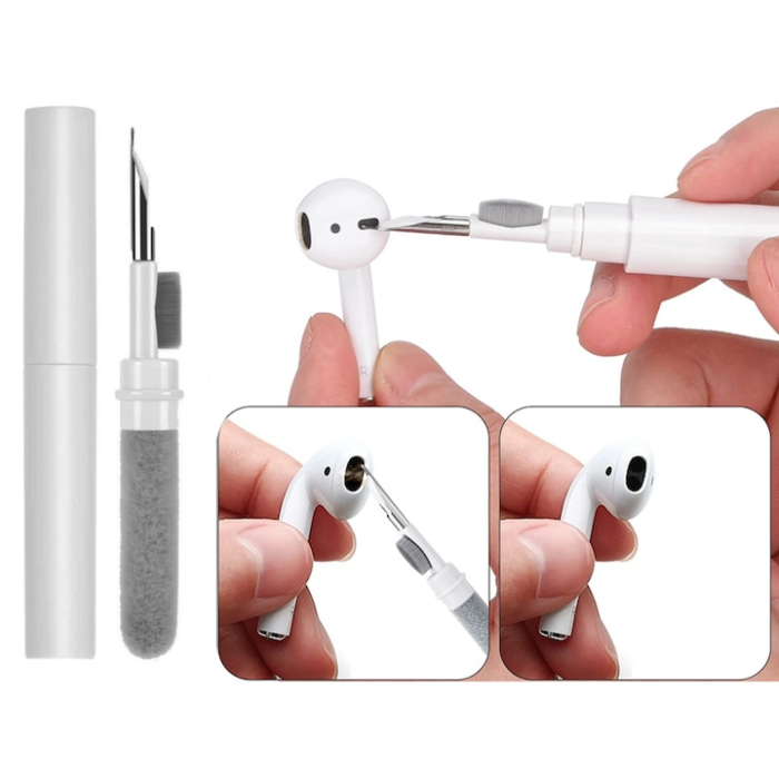Kit de curatare pentru casti si telefon 3 in 1 VarioShop®, multifunctional, design ergonomic, compact, versatil, 10 x 7.5 cm, Alb [9]