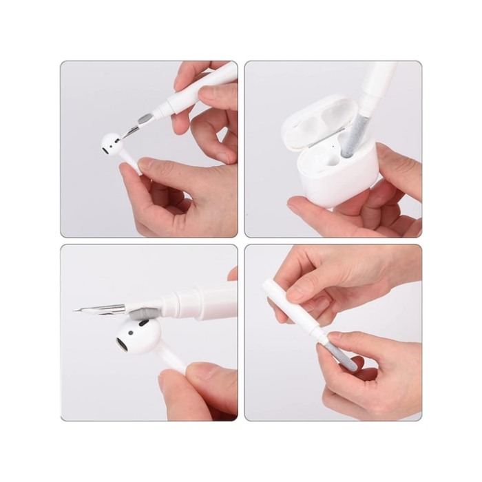 Kit de curatare pentru casti si telefon 3 in 1 VarioShop®, multifunctional, design ergonomic, compact, versatil, 10 x 7.5 cm, Alb [10]