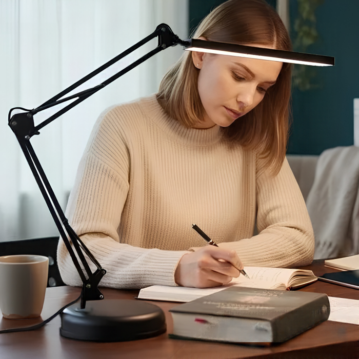 Lampa de birou LED VarioShop®, cu clema si brat reglabil, pentru citit si studiu, baza inclusa, 3 nuante de lumina, 10 trepte de luminozitate, USB, neagra [5]