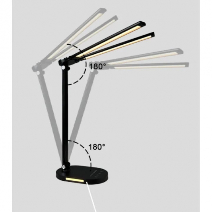 Lampa de birou LED VarioShop®, inaltime reglabila, 3 moduri de iluminare, 10 nivele de intensitate, protectie ochi, pentru banc de lucru, lectura, relaxare, Negru [9]