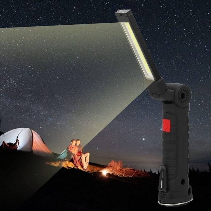 Lampa de lucru LED COB VarioShop®, cu acumulator, portabila, baza magnetica, cu carlig, rotativa 360 grade, rezistenta la apa, incarcare USB, Negru [14]