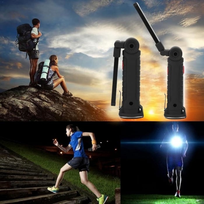 Lampa de lucru LED COB VarioShop®, cu acumulator, portabila, baza magnetica, cu carlig, rotativa 360 grade, rezistenta la apa, incarcare USB, Negru [15]