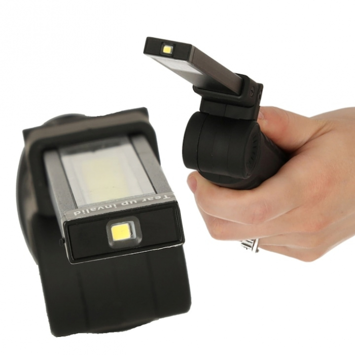 Lampa de lucru LED COB VarioShop®, cu acumulator, portabila, baza magnetica, cu carlig, rotativa 360 grade, rezistenta la apa, incarcare USB, Negru [10]