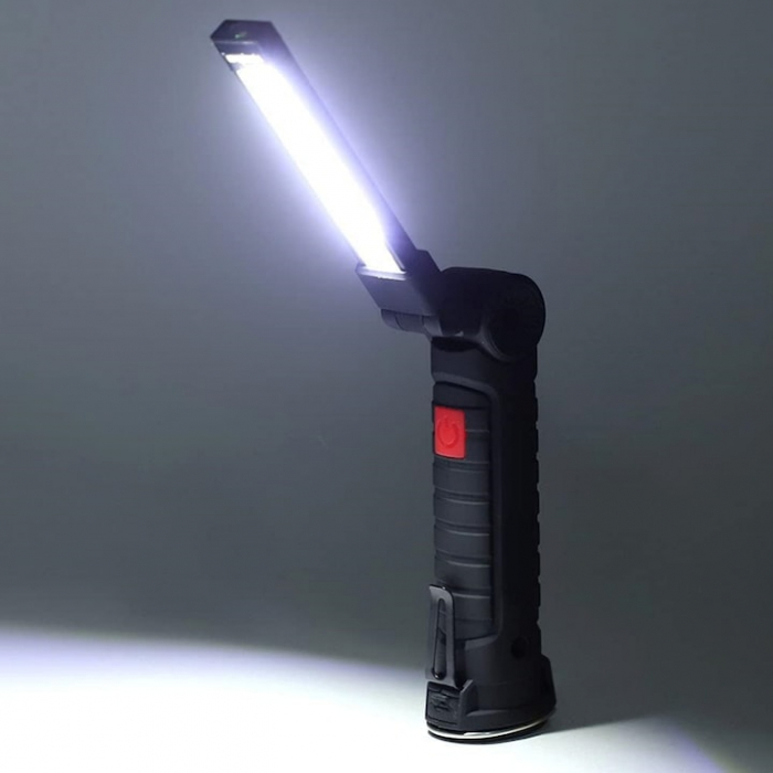 Lampa de lucru LED COB VarioShop®, cu acumulator, portabila, baza magnetica, cu carlig, rotativa 360 grade, rezistenta la apa, incarcare USB, Negru [13]