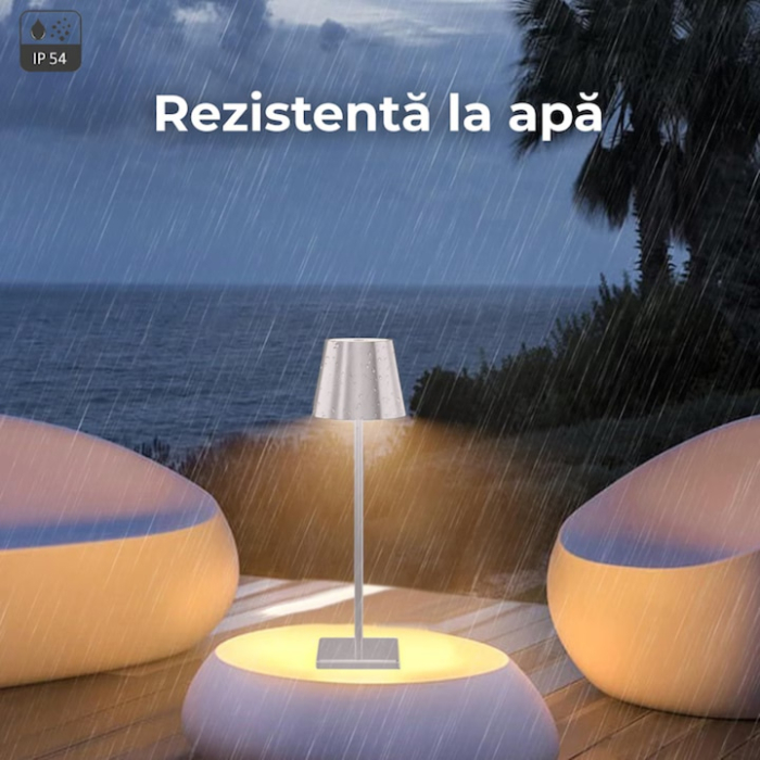 Lampa de masa touch led incarcabila VarioShop®, veioza ambientala cu control tactil, functie de schimbare a intesitatii, 3 temperaturi de culoare cald, neutru, rece, acumulator 5200 mah, 37 x 9.5 cm [7]