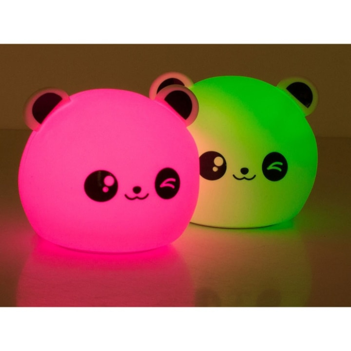 Lampa de veghe LED pentru copii VarioShop®, urs panda din silicon moale, RGB, touch, cu baterie reincarcabila si USB, 12.5 cm, Alb [3]