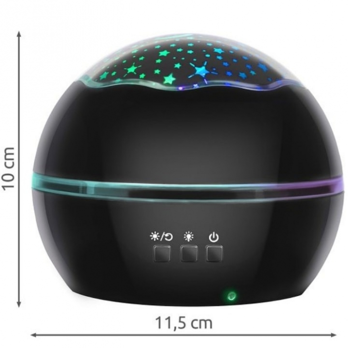 Lampa de veghe pentru copii VarioShop®, Proiector cu Stele si Luna / Viata Marina, Ideal pentru Somn, Camera Copilului, 2 Filtre Detasabile, 12 x 12 x 10 cm, Negru [2]