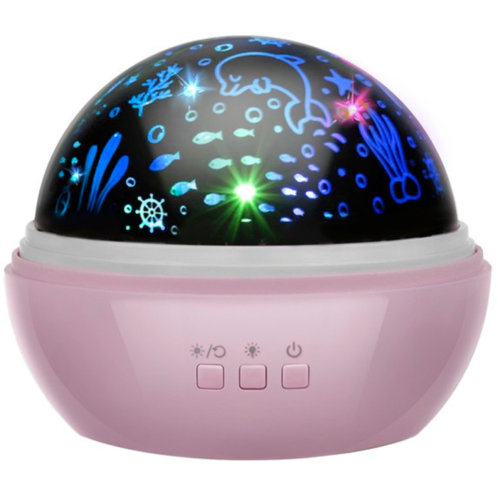 Lampa de veghe pentru copii VarioShop®, Proiector cu Stele si Luna / Viata Marina, Ideal pentru Somn, Camera Copilului, 2 Filtre Detasabile, 12 x 12 x 10 cm, Roz [11]