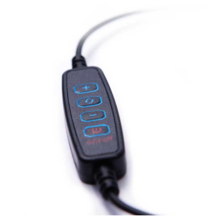 Lampa circulara LED VarioShop, pentru machiaj si continut video, lumina calda, neutra si rece, intensitate reglabila, suport telefon ,diametru 26 cm, USB, 60W, trepied pana la 220 cm [11]