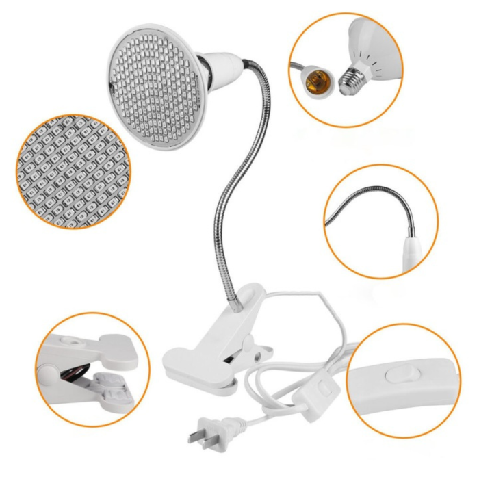 Lampa LED Crestere Plante  VarioShop® 30W, 200 LED, Spectru Complet Rosu 660nm și Albastru 450nm, Braț Flexibil cu Clema, Ideală pentru Plante de Interior si Rasaduri [3]