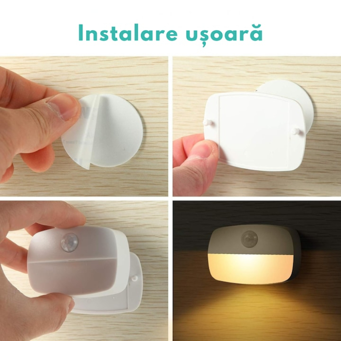 Lampa LED fara fir cu senzor de miscare PIR VarioShop®, iluminare automata, instalare rapida, alimentare cu baterii, ideala pentru coridoare, dulapuri, scari, toalete, garaje si alte spatii intunecate [8]