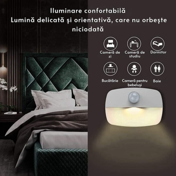 Lampa LED fara fir cu senzor de miscare PIR VarioShop®, iluminare automata, instalare rapida, alimentare cu baterii, ideala pentru coridoare, dulapuri, scari, toalete, garaje si alte spatii intunecate [4]