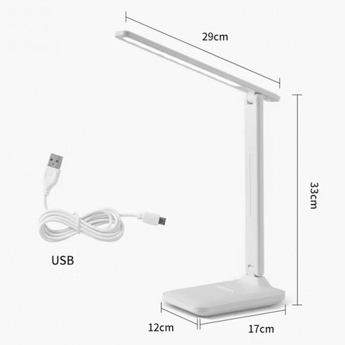 Lampa LED pentru birou VarioShop®, 3 Niveluri de reglare a luminozitatii, Design pliabil si ajustabil, Control tactil, Alimentare USB, Cap rotativ 180°, Ideala pentru birou, dormitor sau living, Culoa [12]
