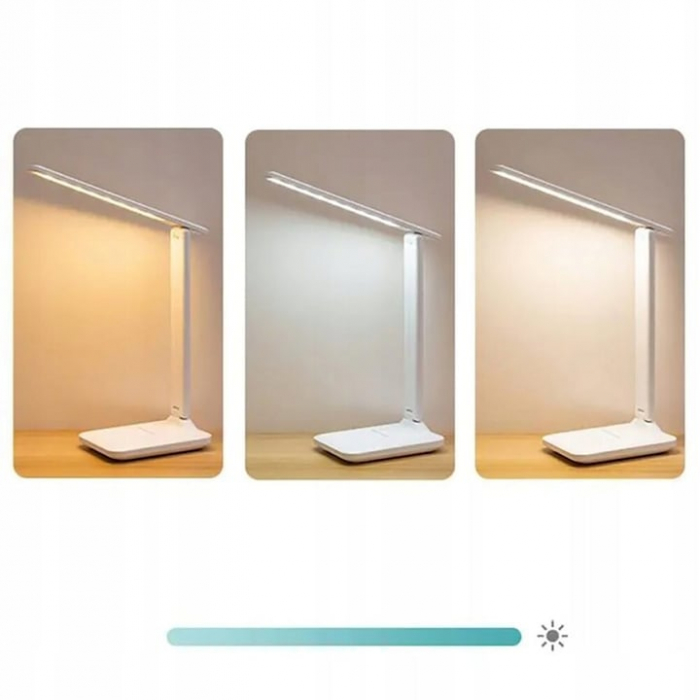 Lampa LED pentru birou VarioShop®, 3 Niveluri de reglare a luminozitatii, Design pliabil si ajustabil, Control tactil, Alimentare USB, Cap rotativ 180°, Ideala pentru birou, dormitor sau living, Culoa [3]