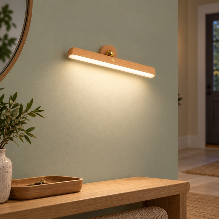 Lampa LED portabila fara fir VarioShop®, cu fixare magnetica pe perete, ideala pentru citit, dormitor, hol si dulap, lumina reglabila tactil, rotire 360°, acumulator 1000 mAh, incarcare USB-C, maro [7]