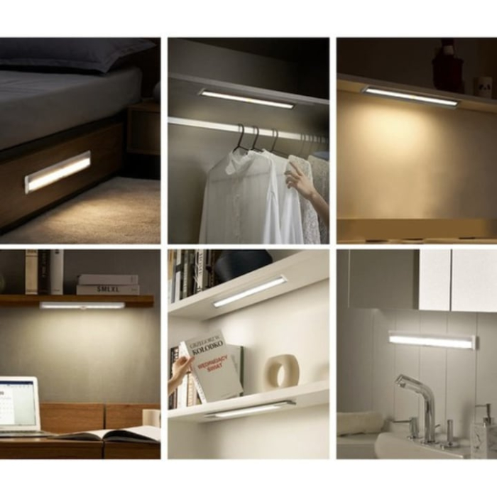 Lampa LED Wirelles cu Senzor de Miscare VarioShop®, Banda Dubla Adeziva, Alimentare Baterii 4 x AAA, 10 Leduri, Lumina Calda, pentru Iluminare Coridor/Baie/Interiorului Dulapului/Scari, Alb [6]