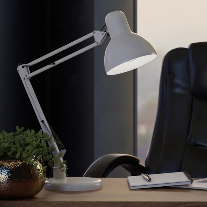 Lampa profesionala pentru birou VarioShop®, design modern, E27, 40W, din metal, cu brat oscilant, reglabila, Alb [2]