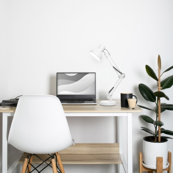 Lampa profesionala pentru birou VarioShop®, design modern, E27, 40W, din metal, cu brat oscilant, reglabila, Alb [3]