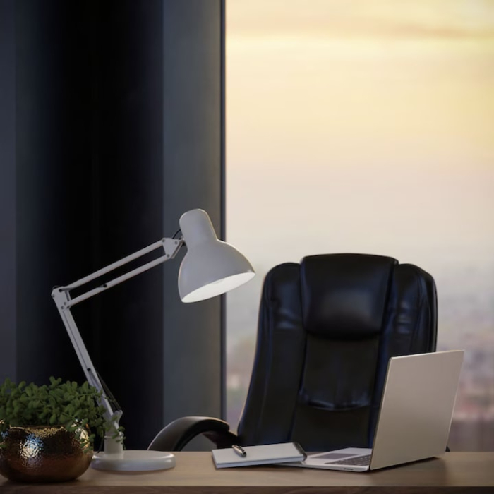 Lampa profesionala pentru birou VarioShop®, design modern, E27, 40W, din metal, cu brat oscilant, reglabila, Alb [7]