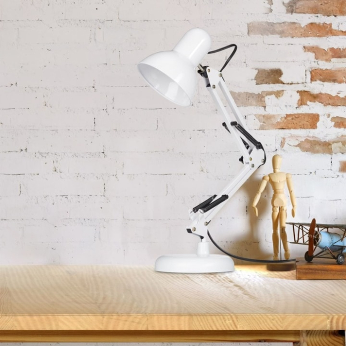 Lampa profesionala pentru birou VarioShop®, design modern, E27, 40W, din metal, cu brat oscilant, reglabila, Alb [6]