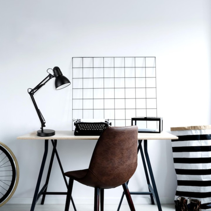 Lampa profesionala pentru birou VarioShop®, design modern, E27, 40W, din metal, cu brat oscilant, reglabila, Negru [2]