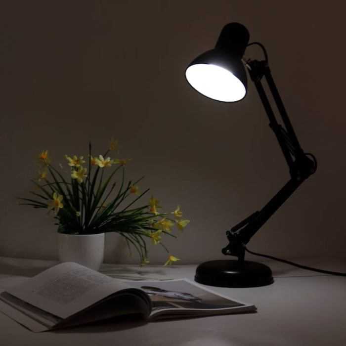 Lampa profesionala pentru birou VarioShop®, design modern, E27, 40W, din metal, cu brat oscilant, reglabila, Negru [3]