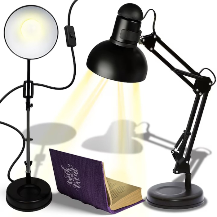 Lampa profesionala pentru birou VarioShop®, design modern, E27, 40W, din metal, cu brat oscilant, reglabila, Negru [7]