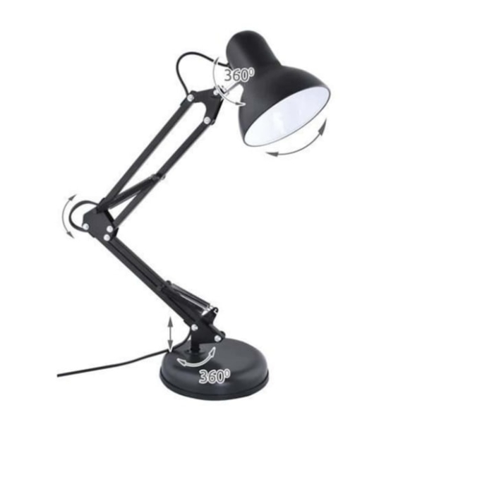 Lampa profesionala pentru birou VarioShop®, design modern, E27, 40W, din metal, cu brat oscilant, reglabila, Negru [10]