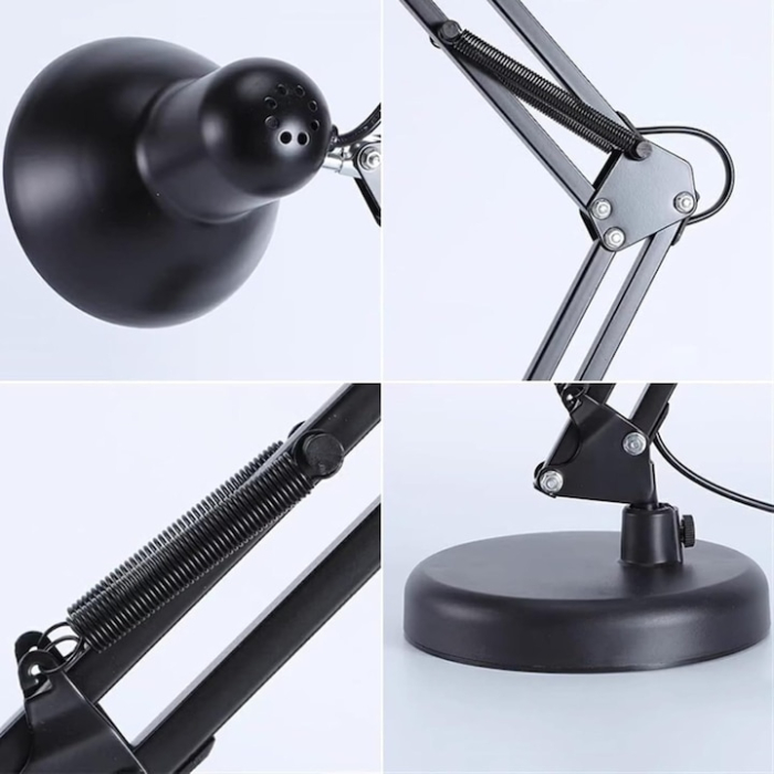Lampa profesionala pentru birou VarioShop®, design modern, E27, 40W, din metal, cu brat oscilant, reglabila, Negru [9]