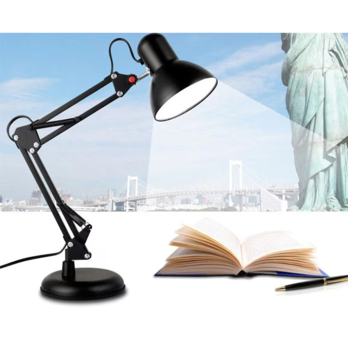 Lampa profesionala pentru birou VarioShop®, design modern, E27, 40W, din metal, cu brat oscilant, reglabila, Negru [6]