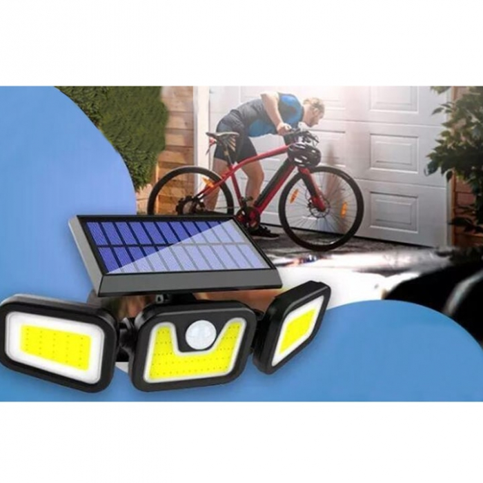 Lampa Solara 103 COB LED VarioShop®, Senzor de Lumina, Senzor de Miscare, 3 Moduri de Iluminare, Telecomanda cu Functii Multiple, Putere 120 W, Clasa A, IP67 Wateproof, Negru [8]