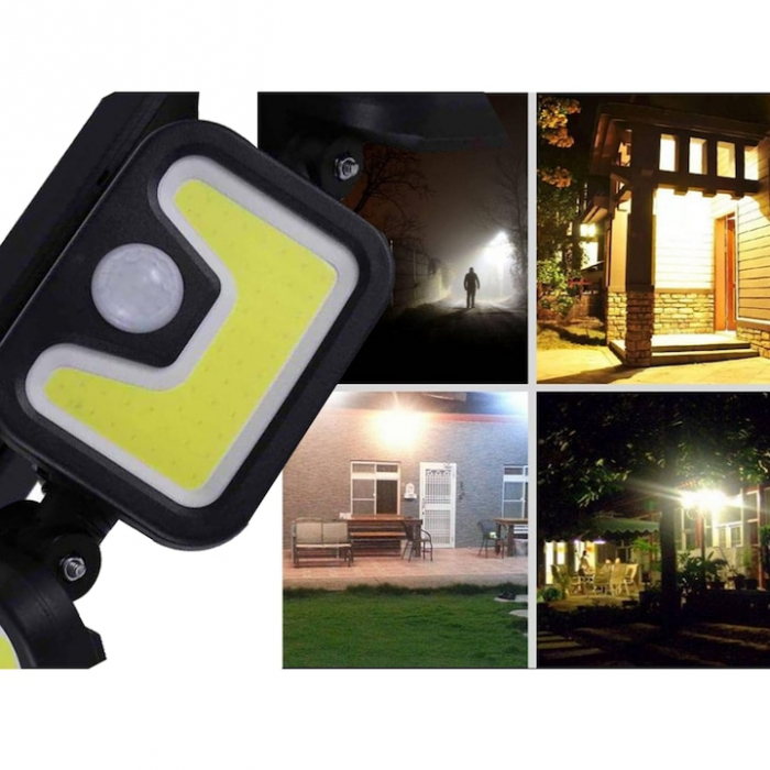 Lampa Solara 103 COB LED VarioShop®, Senzor de Lumina, Senzor de Miscare, 3 Moduri de Iluminare, Telecomanda cu Functii Multiple, Putere 120 W, Clasa A, IP67 Wateproof, Negru [5]