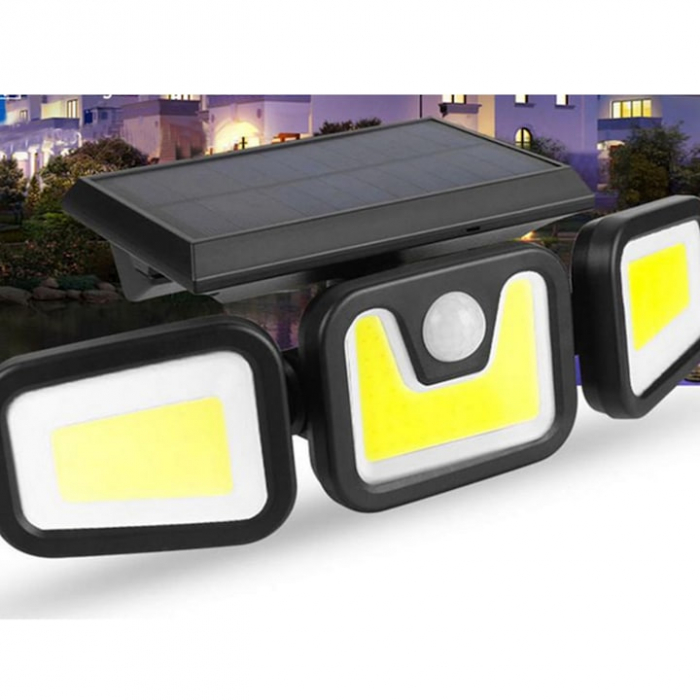Lampa Solara 103 COB LED VarioShop®, Senzor de Lumina, Senzor de Miscare, 3 Moduri de Iluminare, Telecomanda cu Functii Multiple, Putere 120 W, Clasa A, IP67 Wateproof, Negru [9]