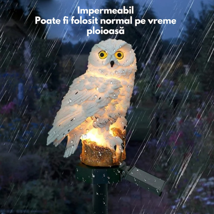 Lampa solara bufnita VarioShop®, lumina calda, senzor amurg, IP44, panou reglabil, 44 cm, ideala pentru gradina [6]