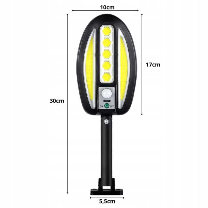 Lampa solara de exterior VarioShop®, cu senzor de miscare, LED COB, baterie 3000 mAh, montare pe perete, pentru garaj, poarta, terasa si alee, negru [3]