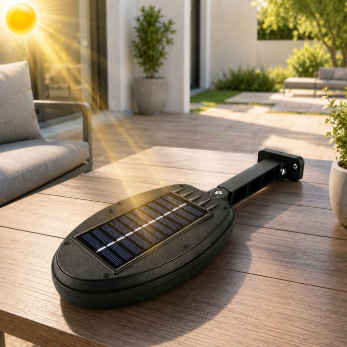 Lampa solara de exterior VarioShop®, cu senzor de miscare, LED COB, baterie 3000 mAh, montare pe perete, pentru garaj, poarta, terasa si alee, negru [10]