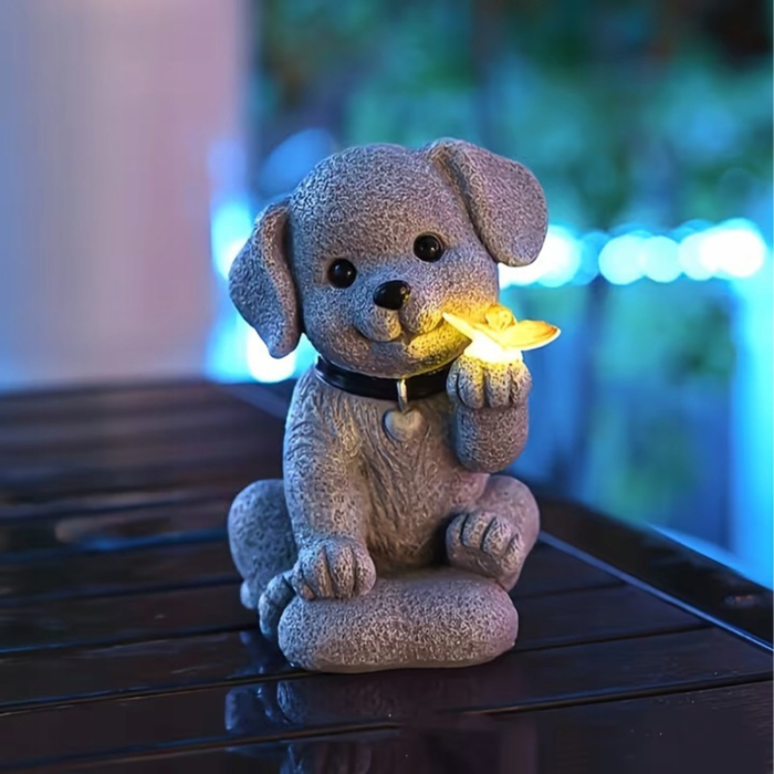 Lampa solara LED gradina , ornament decorativ Catel cu fluture, iluminare ambientala exterior, rezistenta la apa IP44, ideala pentru terasa si gradina [5]