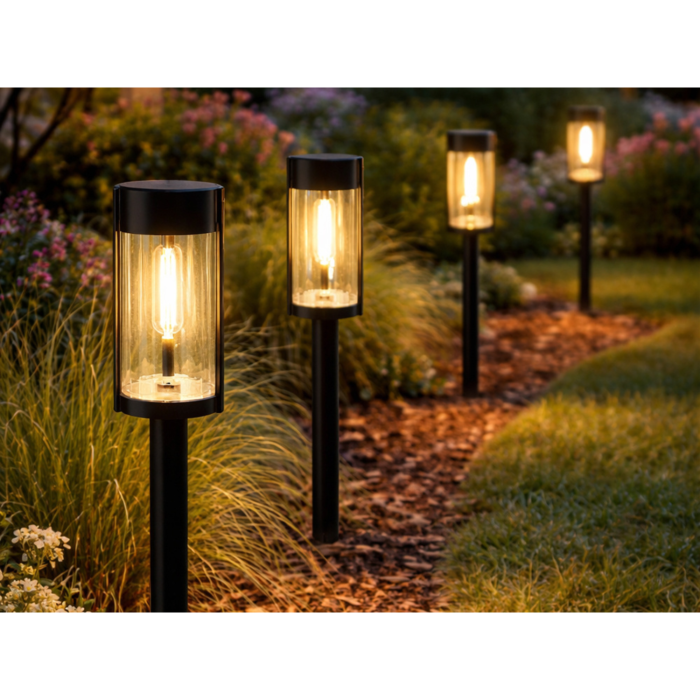 Lampa solara de gradina VarioShop®, cu LED, lumina calda, pornire automata, IP65, 57 cm, pentru gradina, alee si terasa [6]