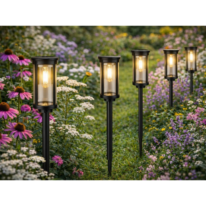 Lampa solara de gradina VarioShop®, cu LED, lumina calda, pornire automata, IP65, 57 cm, pentru gradina, alee si terasa [2]