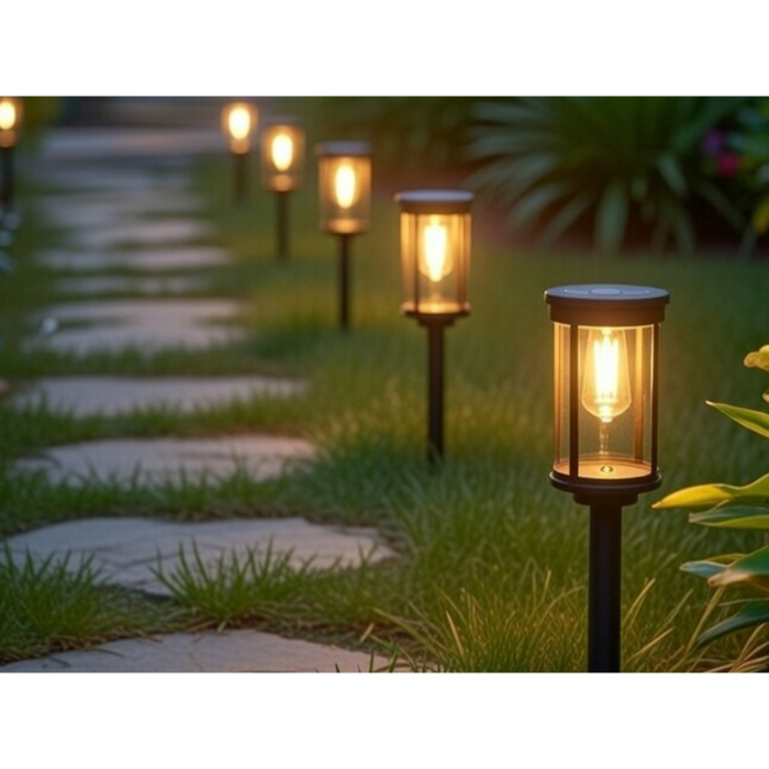 Lampa solara de gradina VarioShop®, cu LED, lumina calda, pornire automata, IP65, 57 cm, pentru gradina, alee si terasa [7]